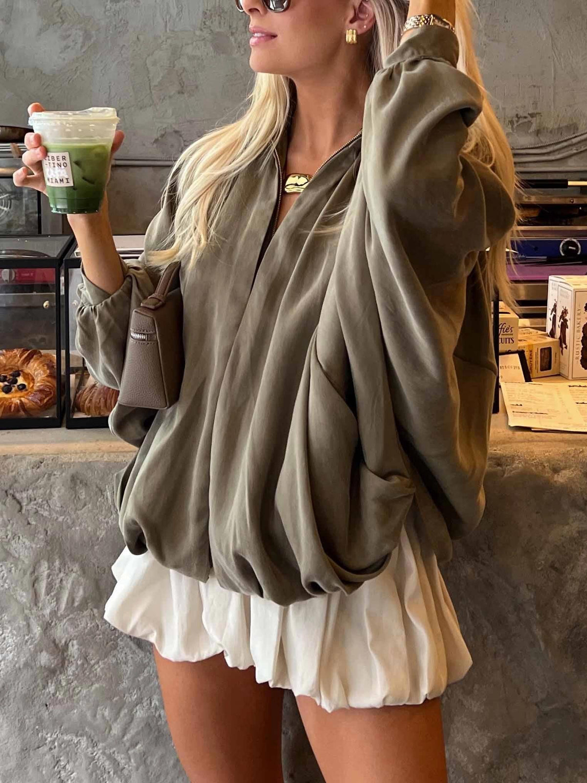 High Waisted Cream Pleated Bloomer Shorts Set