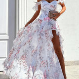 Elegant One Shoulder Print Dress