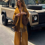 Elegant Tassel Drawstring Waist Wide Leg Pants Set