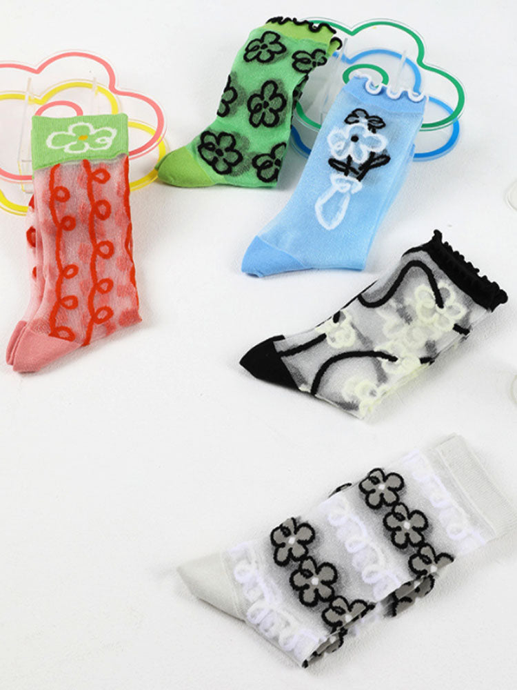 Adorable Printed Crystal Sheer Stockings