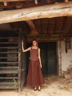 Pleated Bodice Midi Dress
