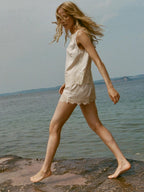 LaceTrimmed Satin Pajama Set