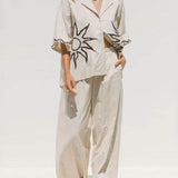 Sunshine Loose Printed Wide Leg Pants-Set