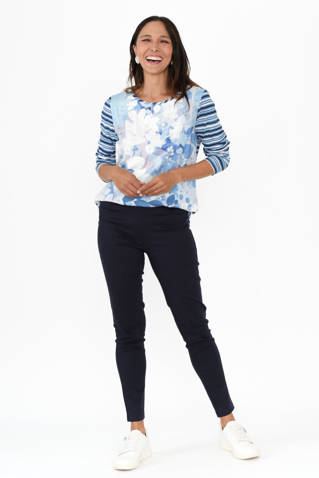 Laia Navy Cotton Stretch Pants