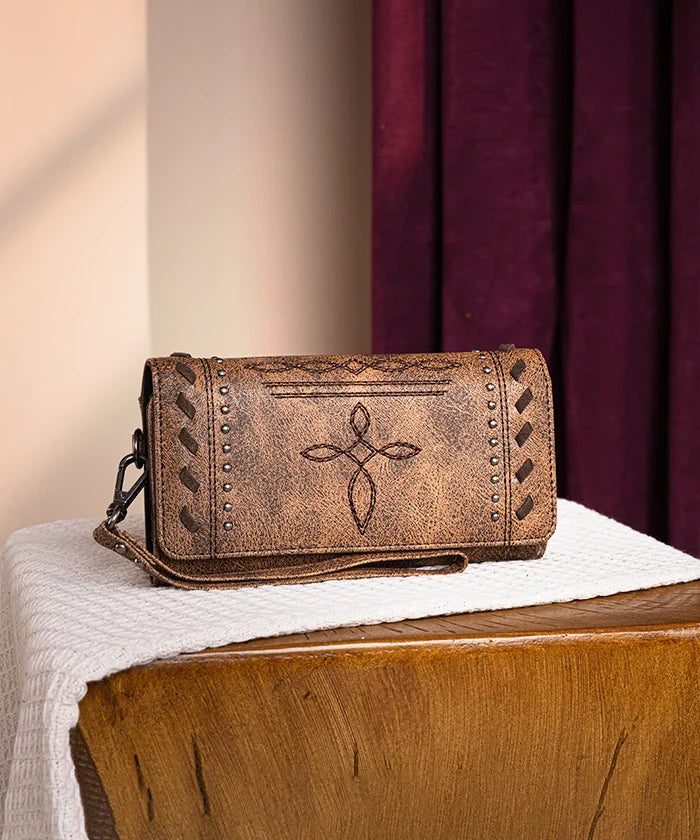 Montana West Whipstitch Studded Wallet