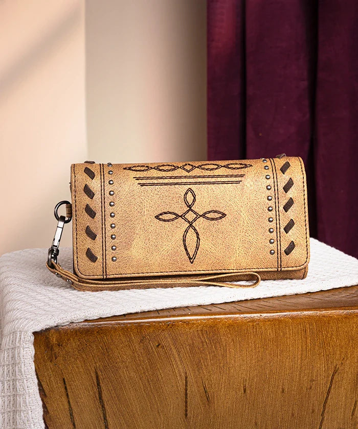Montana West Whipstitch Studded Wallet