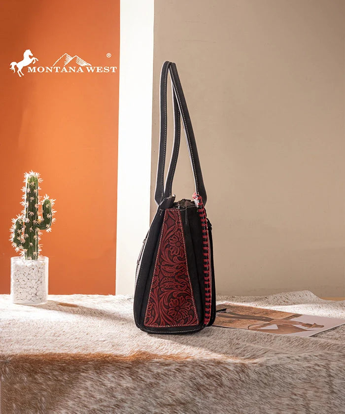 Montana West Floral Tooled Tote Bag