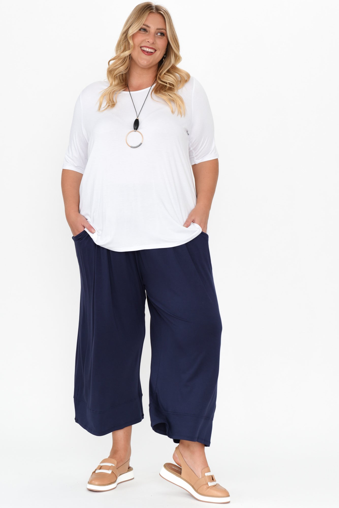 Maya White Half Sleeve Tee