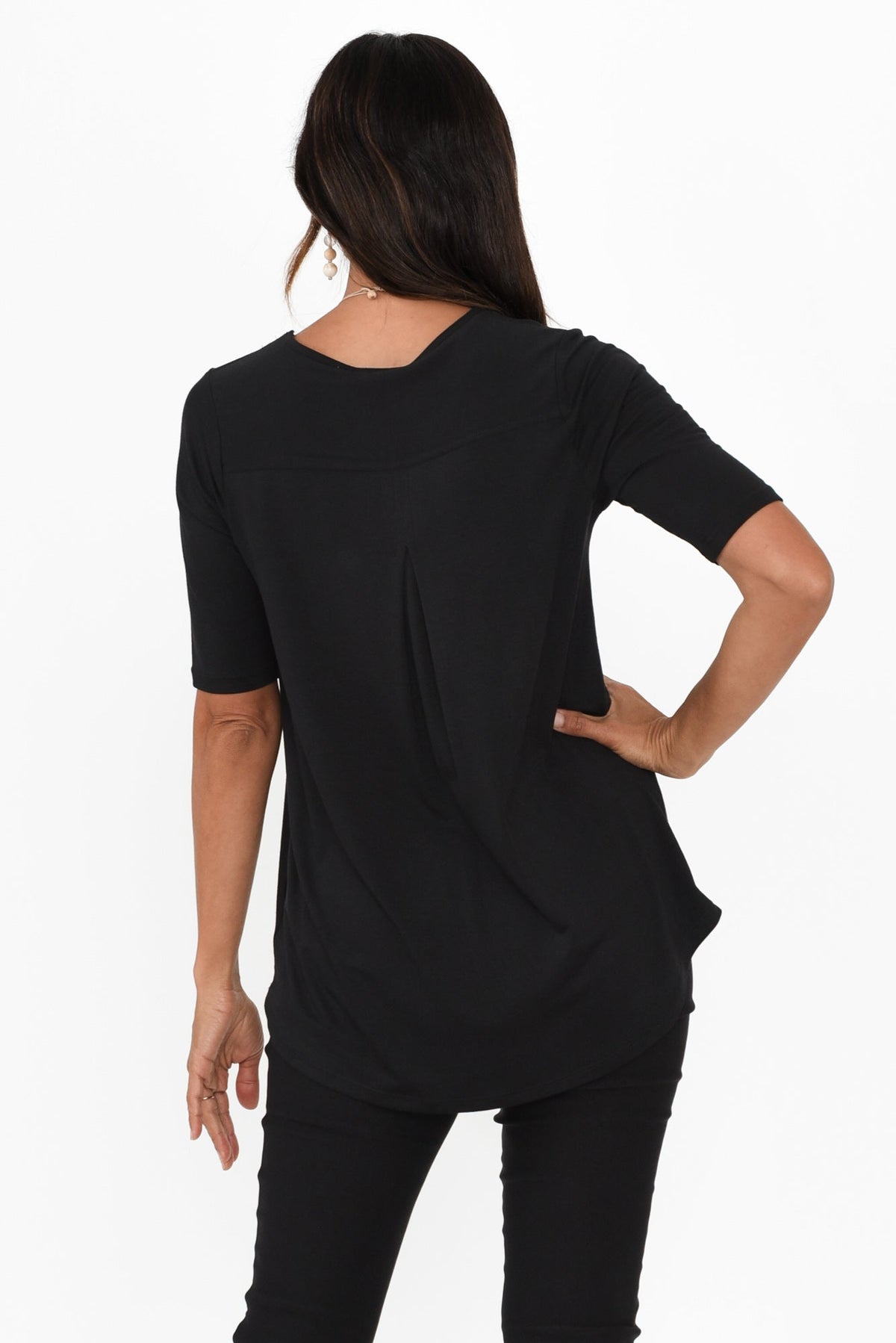Maya Black Half Sleeve Tee