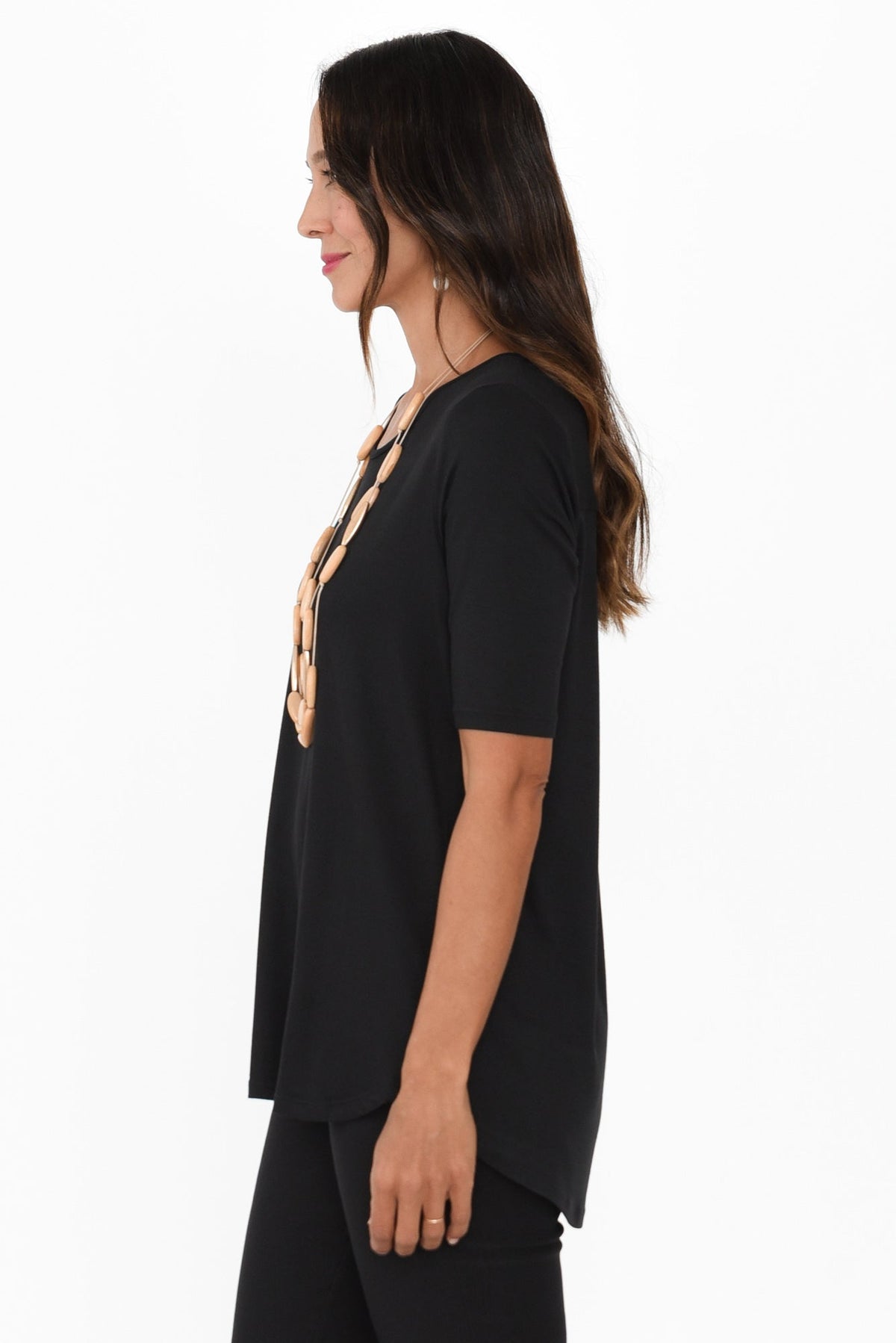 Maya Black Half Sleeve Tee