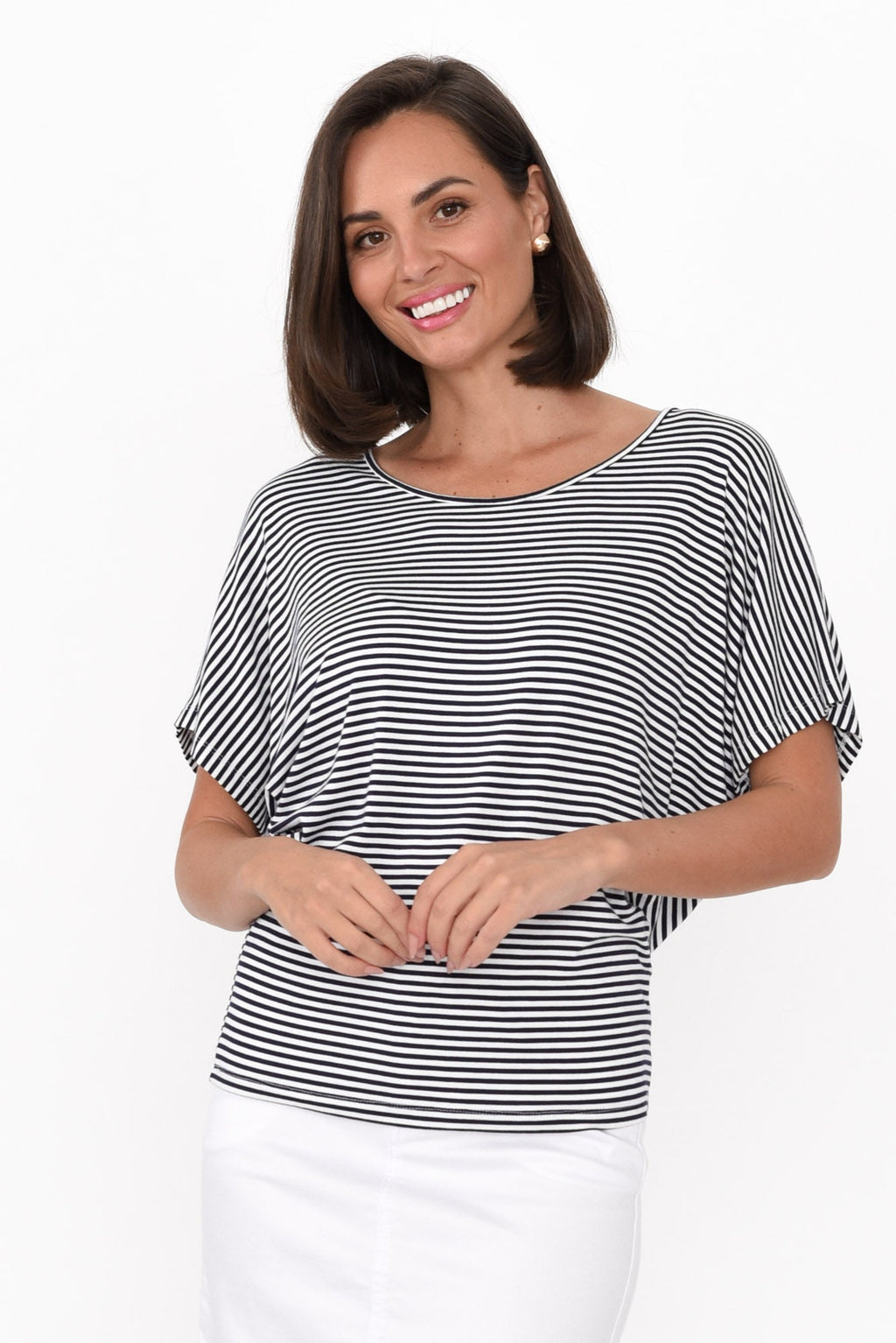 Navy and White Stripe Maui Tee