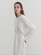 Waist-Cinched Pleated Dress