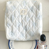 Seaside Blue Floral Makeup Bag