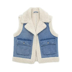 Denim Imitation Wool Waistcoat
