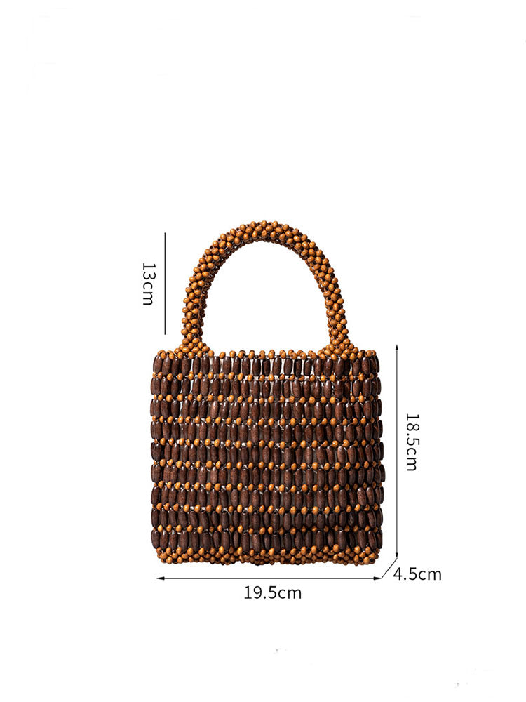 Handwoven Wooden Bead  Square Bag