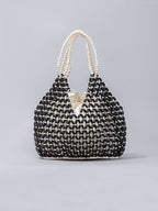Handcrafted Wooden Bead Woven Tote Bag