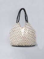 Handcrafted Wooden Bead Woven Tote Bag