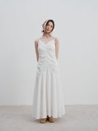 Pleated Waist Cinched Strap Dress