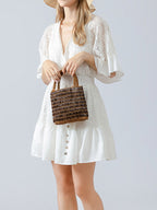 Handwoven Wooden Bead  Square Bag