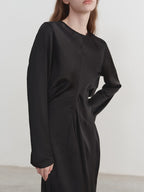 Waist-Cinched Pleated Dress