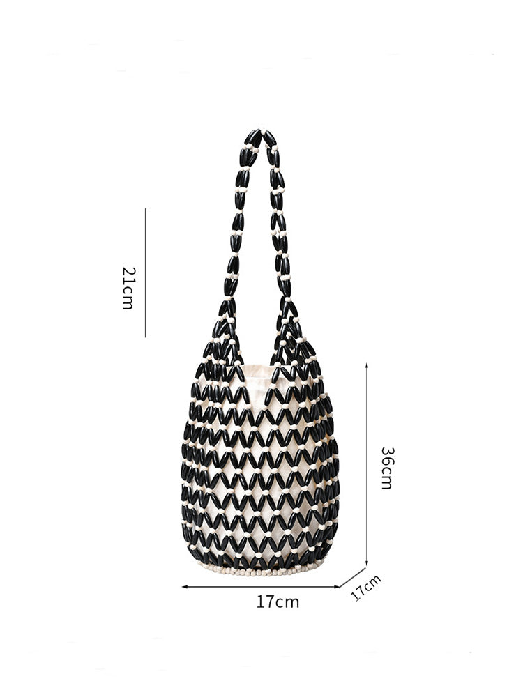 Wooden Bead Bucket Bag
