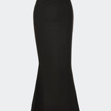 Black Long Satin High Waist Fishtail Skirt