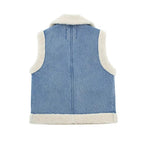 Denim Imitation Wool Waistcoat