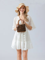 Handwoven Wooden Bead  Square Bag
