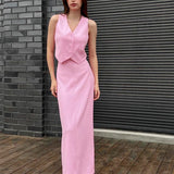 Pink Suit Waistcoat And Skirt Set