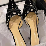 Hollow Pointed High Heels Sandals Closed Toe Half Slippers