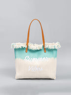 Two-Tone Embroidered Tote Bag