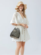 Handcrafted Wooden Bead Woven Tote Bag