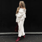 Stretch Off-Shoulder Sweater And Long Skirt Set