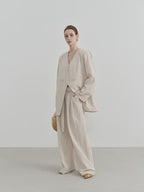 Wide-Leg Straight Linen Trousers