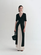 Long Knit Hollow-Out Short-Sleeve Cardigan
