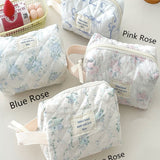 Seaside Blue Floral Handheld Makeup Bag