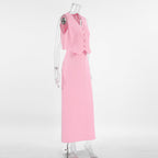 Pink Suit Waistcoat And Skirt Set