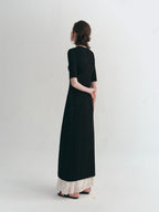 Long Knit Hollow-Out Short-Sleeve Cardigan