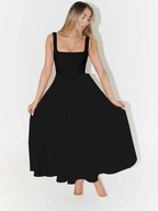 Trinity - Elegant Solid Sleeveless A-Line Midi Dress