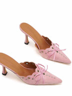 Hollow Pointed High Heels Sandals Closed Toe Half Slippers