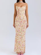 Floral Strapless Bodice and High Waist Skirt with Tie Set