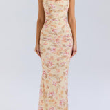 Floral Strapless Bodice and High Waist Skirt with Tie Set