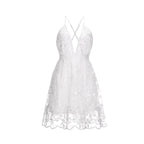 V Neck Backless Lace Long Dress