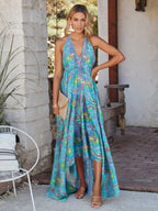 Strapless Vacation Summer Boho Dress – Flowy Halter Maxi for Beach Days