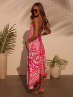 Bohemian Floral Dress – Tropical Halter Dress for Summer Freedom