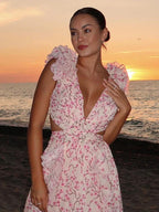 Lexi - Elegant Backless Ruffles Maxi Dress