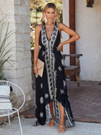Strapless Vacation Summer Boho Dress – Flowy Halter Maxi for Beach Days