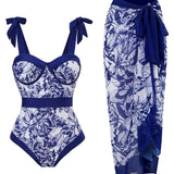 Floral Lace up One-Piece Swimsuit
