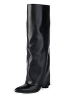 Pointed toe high heel western jeans boots
