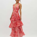 Strappy Back Ruffle Maxi Dress